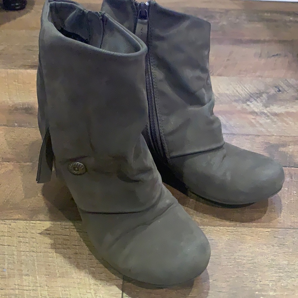 Gray wedge ankle boots
